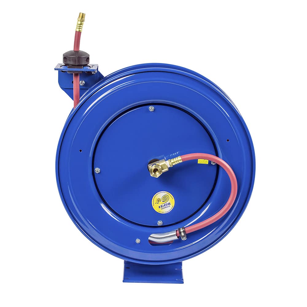 Coxreels Safety Series Spring Rewind Hose Reel for grease/hydraulic oil:  3/8″ I.D., 50′ hose capacity, less hose, 4000 PSI Model EZ-HPL-350