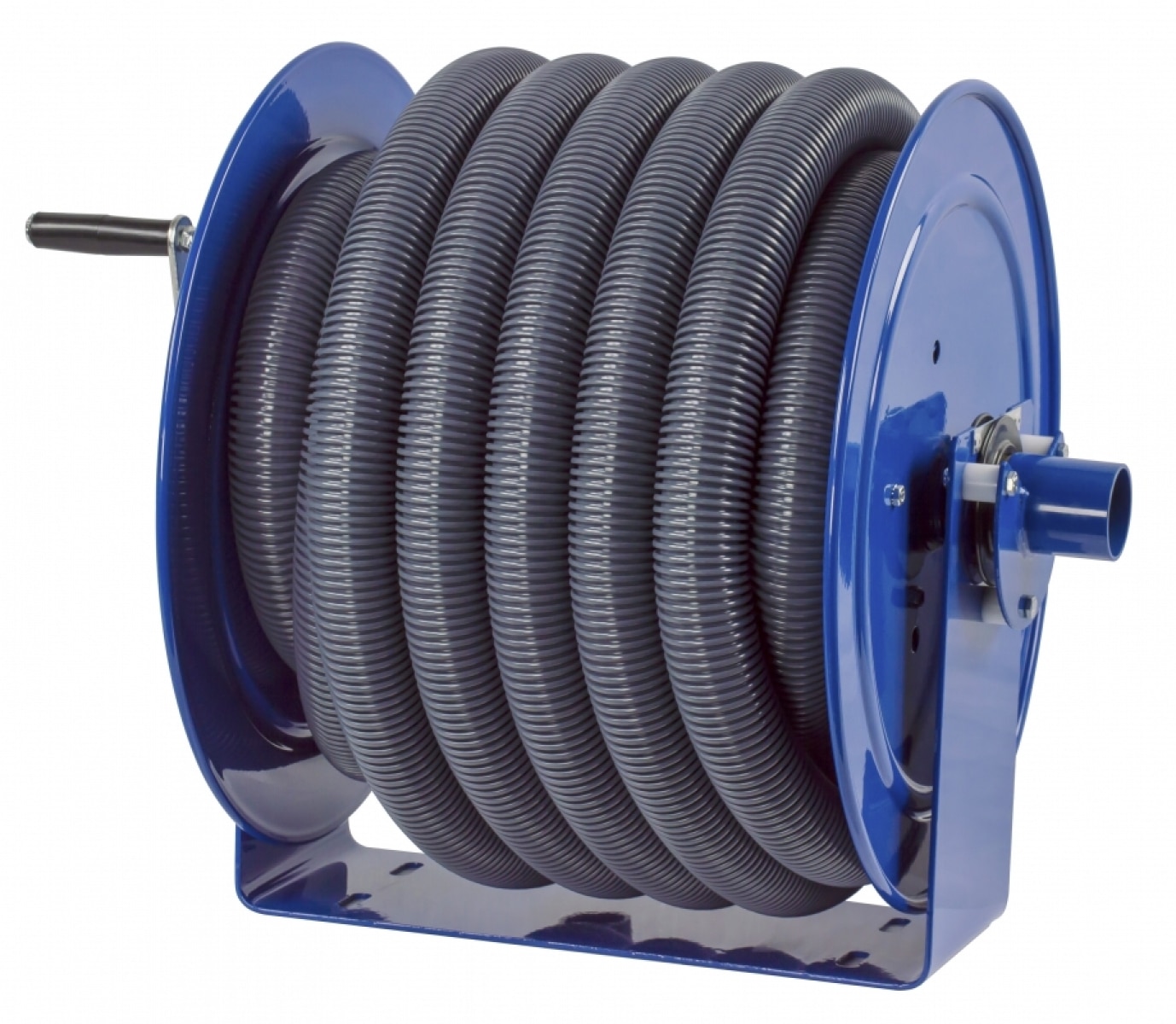 Coxreels Vacuum Direct Crank Rewind Hose Reel, 1-1/2 Cuff, 2 x 50' Hose,  Blue