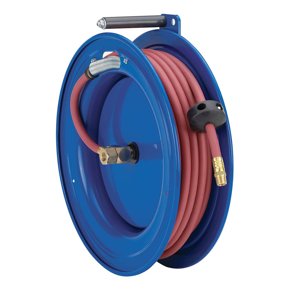 Spring Rewind EZ-Coil hose reel for High Pressure hose 1/4 inch X 75 Feet  5000 PSI - without hose