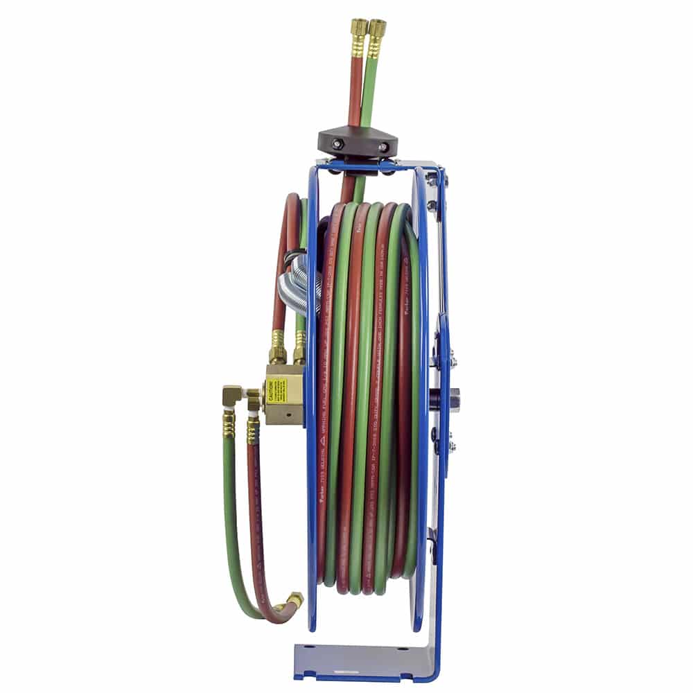 Coxreels Dual Hose Spring Rewind Hose Reel with T grade hose: 1/4 I.D.,  50' hose, 200 PSI Model SHWT-N-150 - Pneumatics Now Equipment